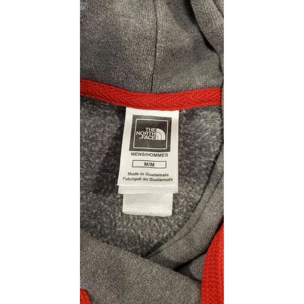 The North Face Mens Hoodie Gray Red Logo Pullover Sweatshirt Medium MX 864686